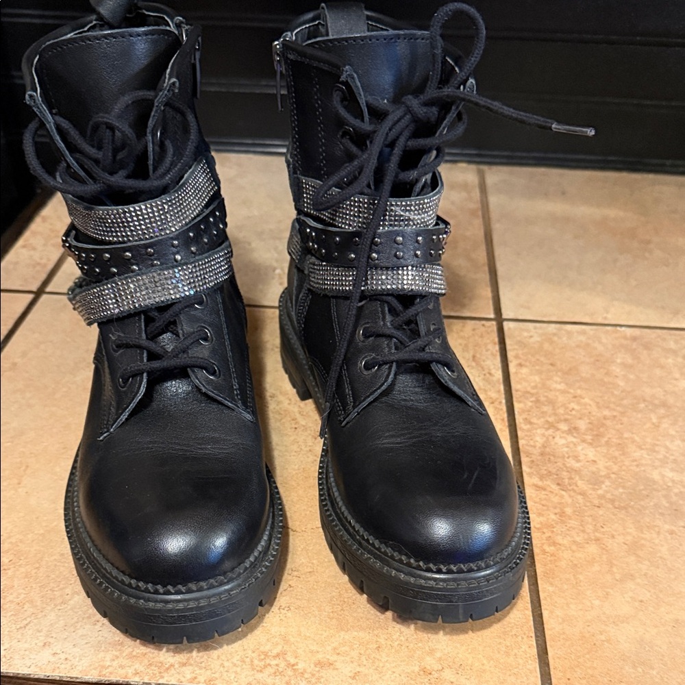 Steve Madden Black Studded Combat Boots
